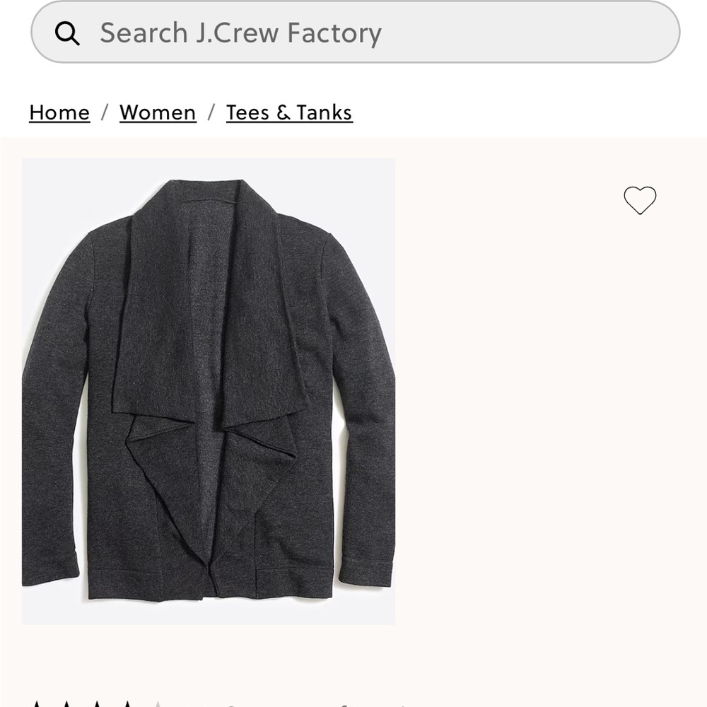 J. Crew Women's Charcoal Open Front Cardigan